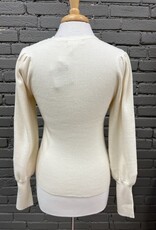 Sweater Saylor Cream Bishop Sleeve Rib Sweater