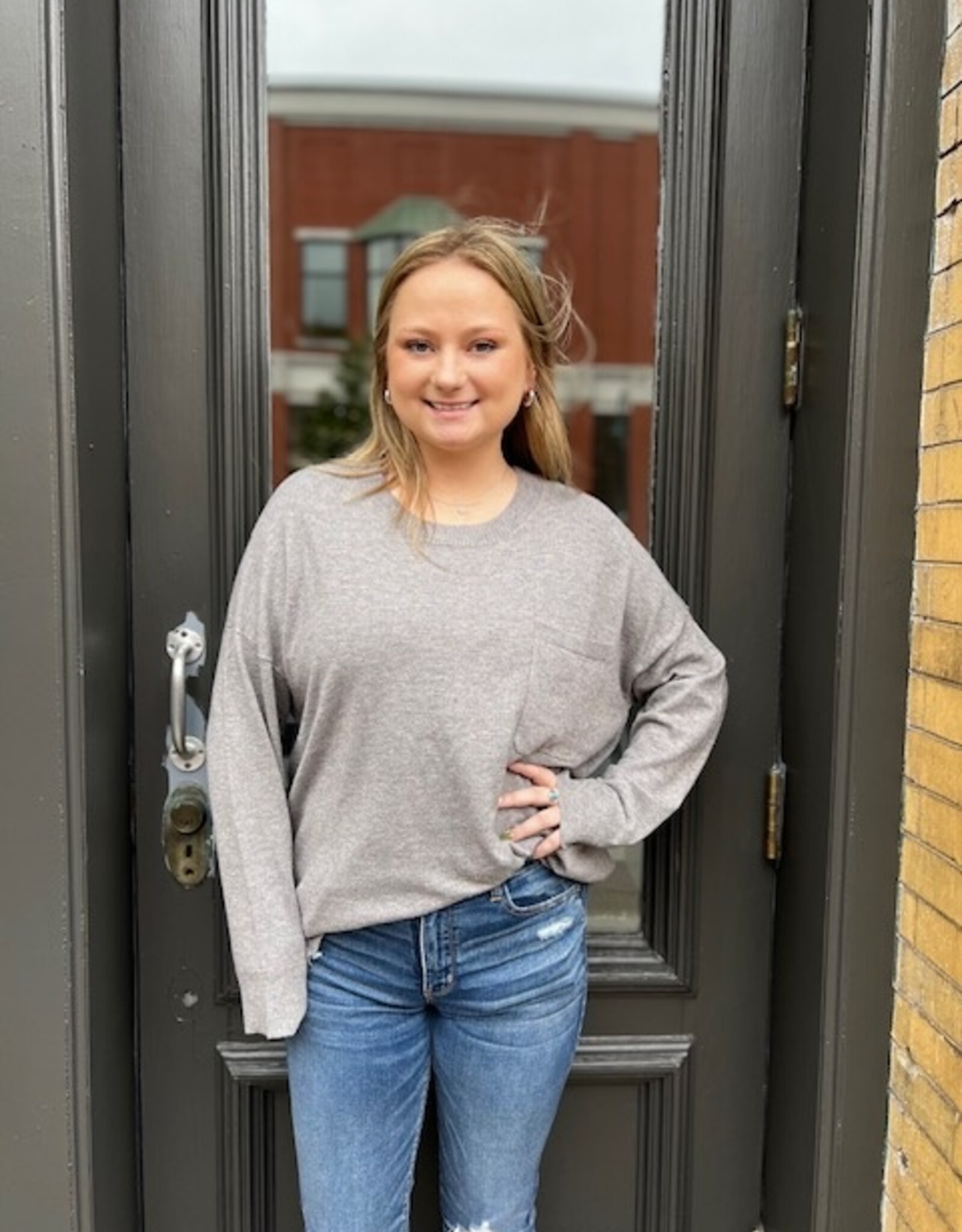 Long Sleeve Penn Gray Knit Top