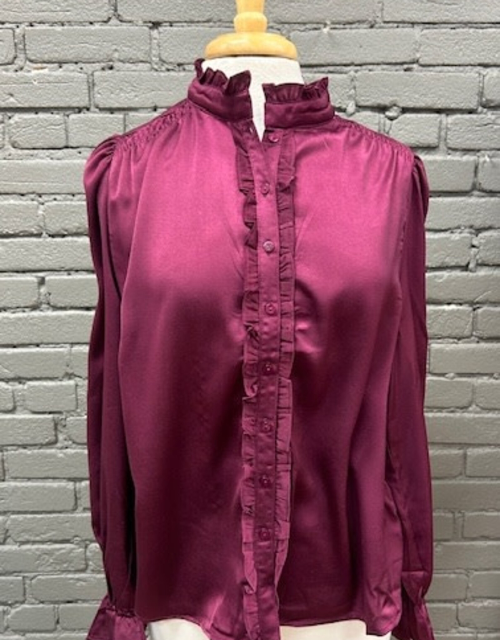 Long Sleeve Monroe Plum Ruffle LS Top