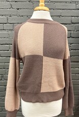 Sweater Jolene Brown Color Block Sweater