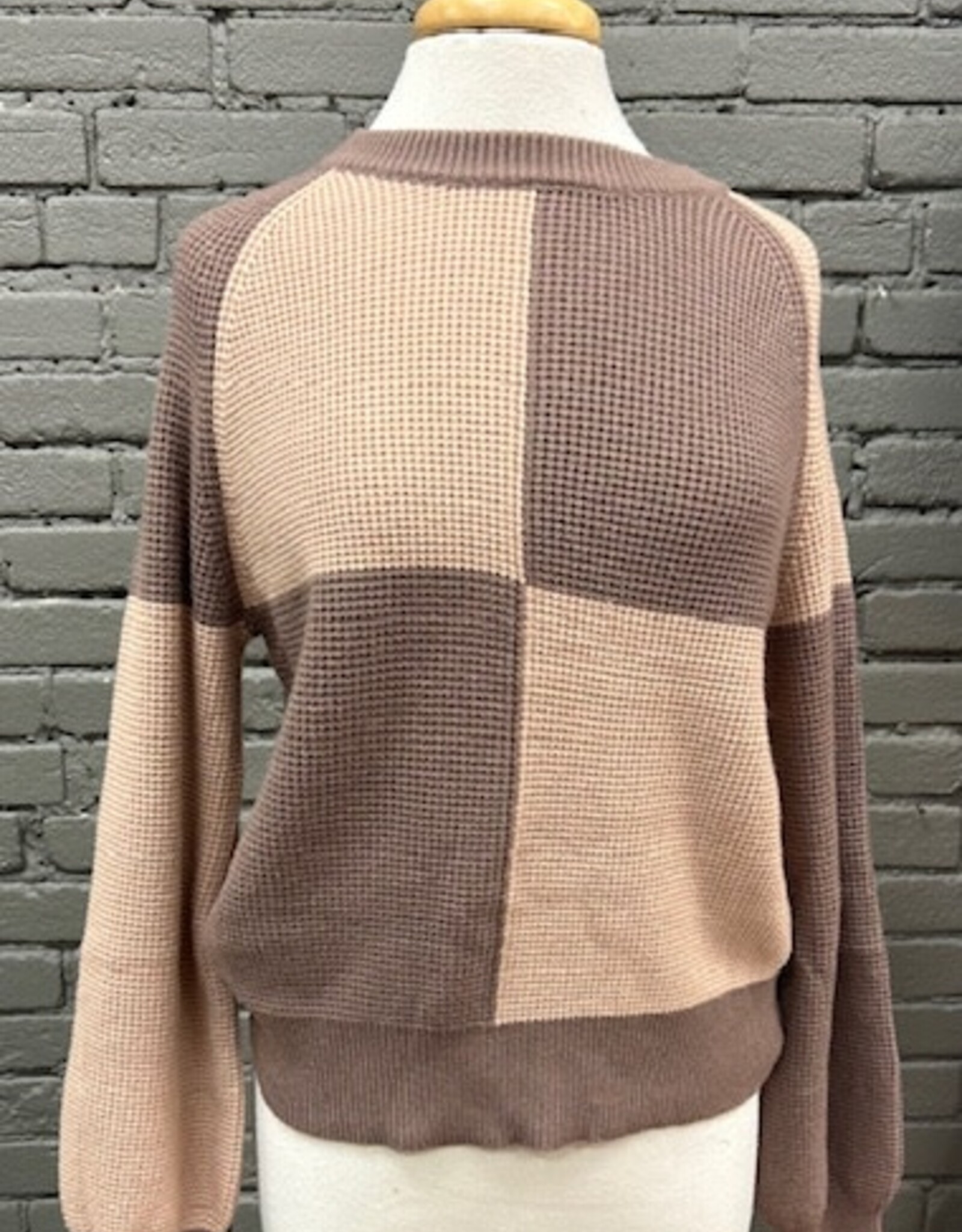 Sweater Jolene Brown Color Block Sweater