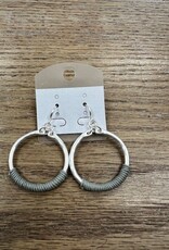 Jewelry Silver Hoops w/ Wrapped Cord Earrings