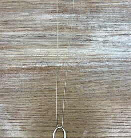 Jewelry Long Silver Circle Necklace w/ Gold Bar