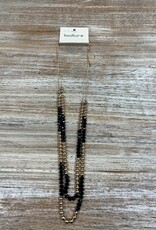 Jewelry Double Gold Necklace w/ Black Gold Beads