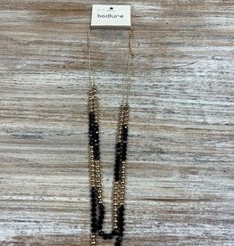 Jewelry Double Gold Necklace w/ Black Gold Beads