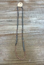 Jewelry Long Gray Rose Gold Bead Necklace