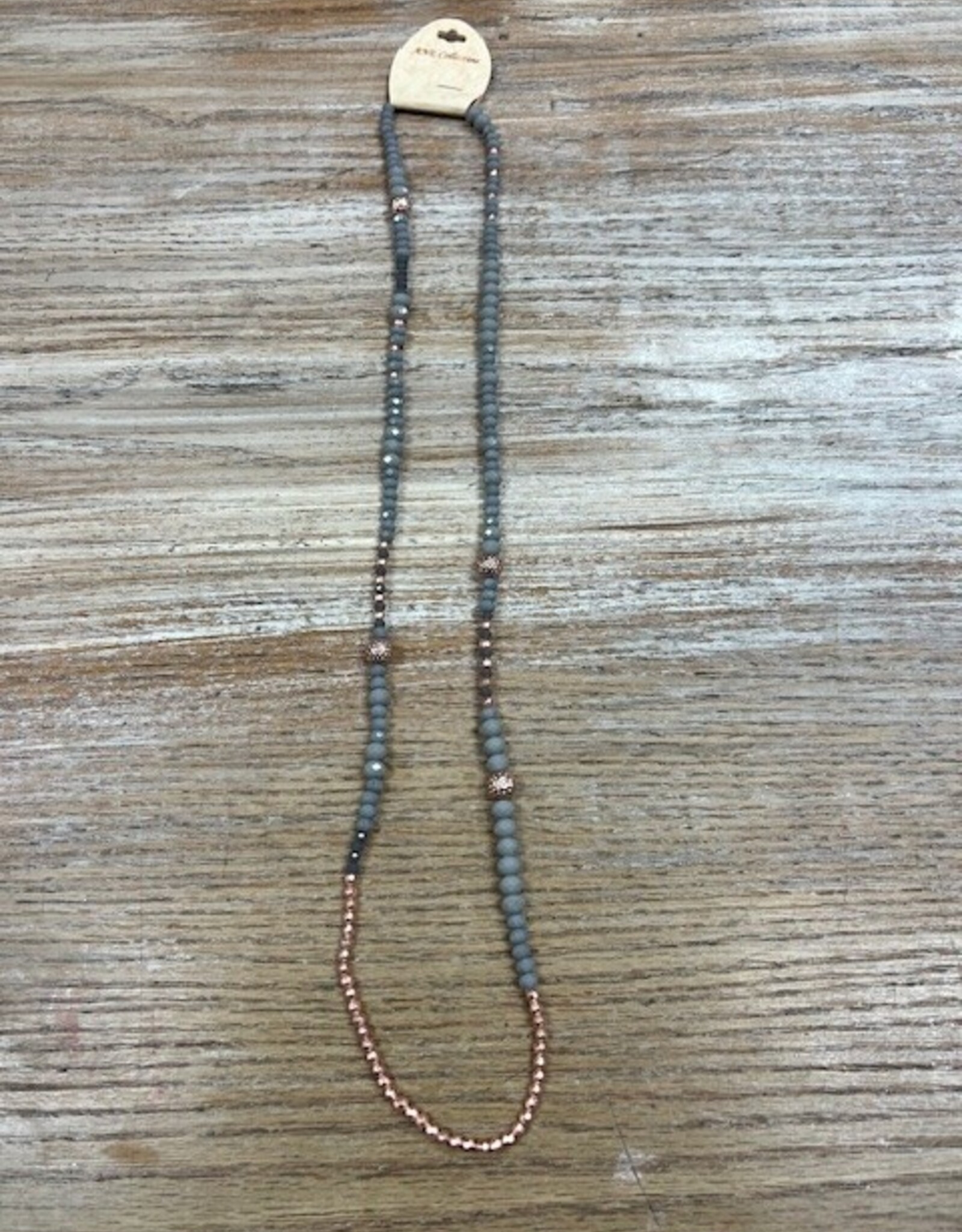 Jewelry Long Gray Rose Gold Bead Necklace