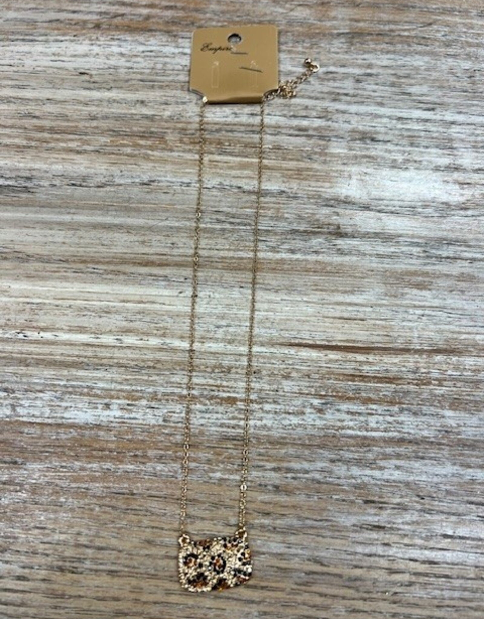Jewelry Gold Necklace w/ Leopard Stone Pendant