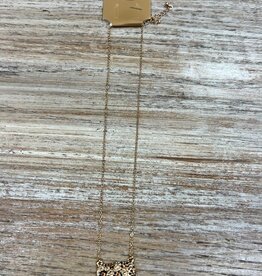 Jewelry Gold Necklace w/ Leopard Stone Pendant