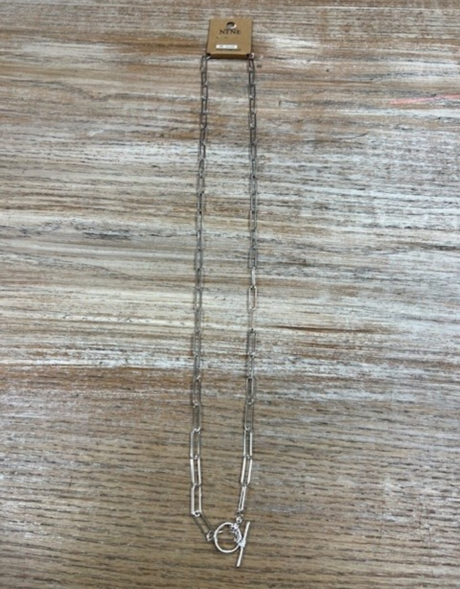 Jewelry Long Silver Chain Toggle Necklace