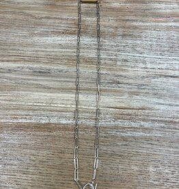 Jewelry Long Silver Chain Toggle Necklace