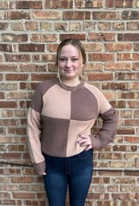 Sweater Jolene Brown Color Block Sweater