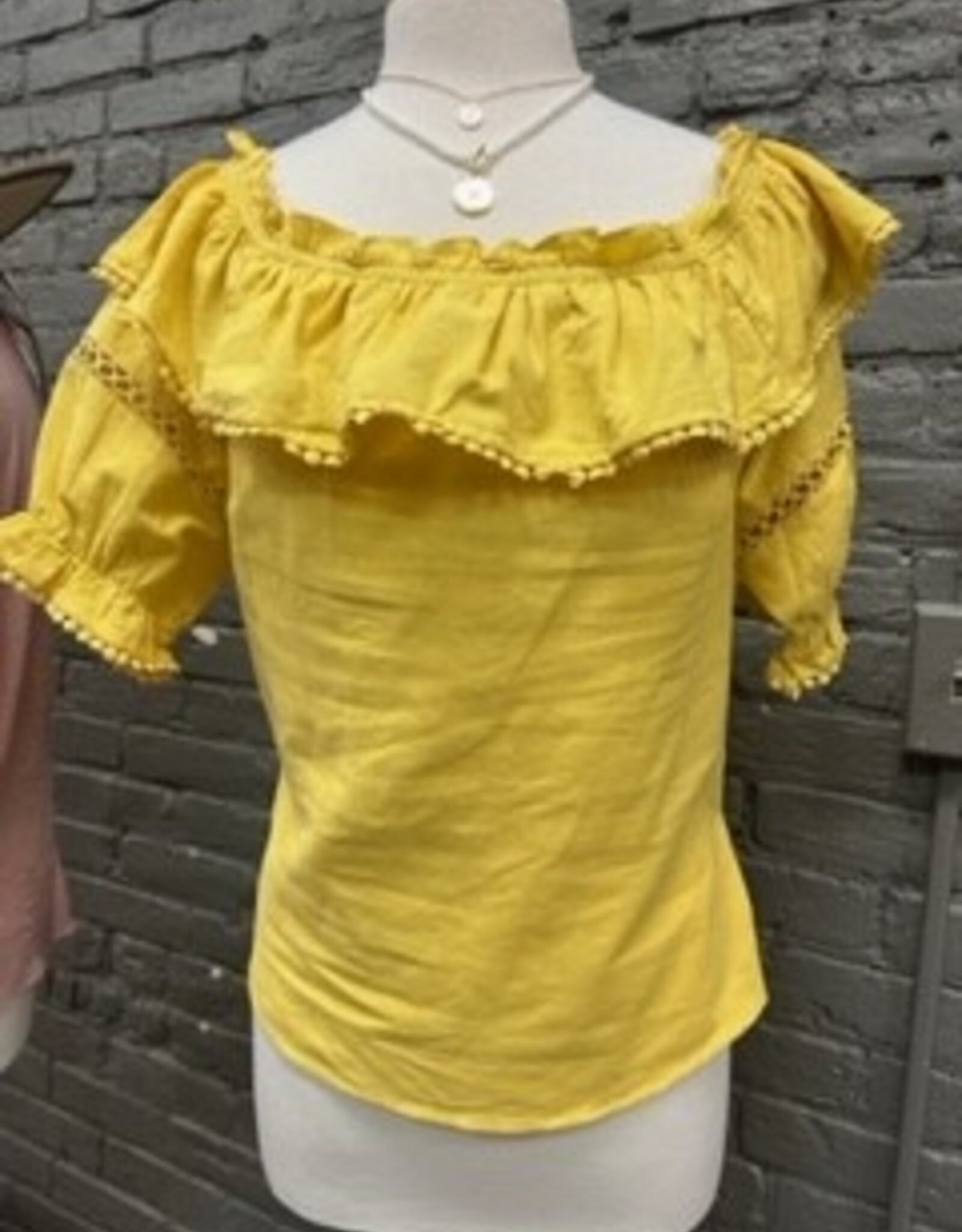 Shirt Melody Mustard OTS Lace Top