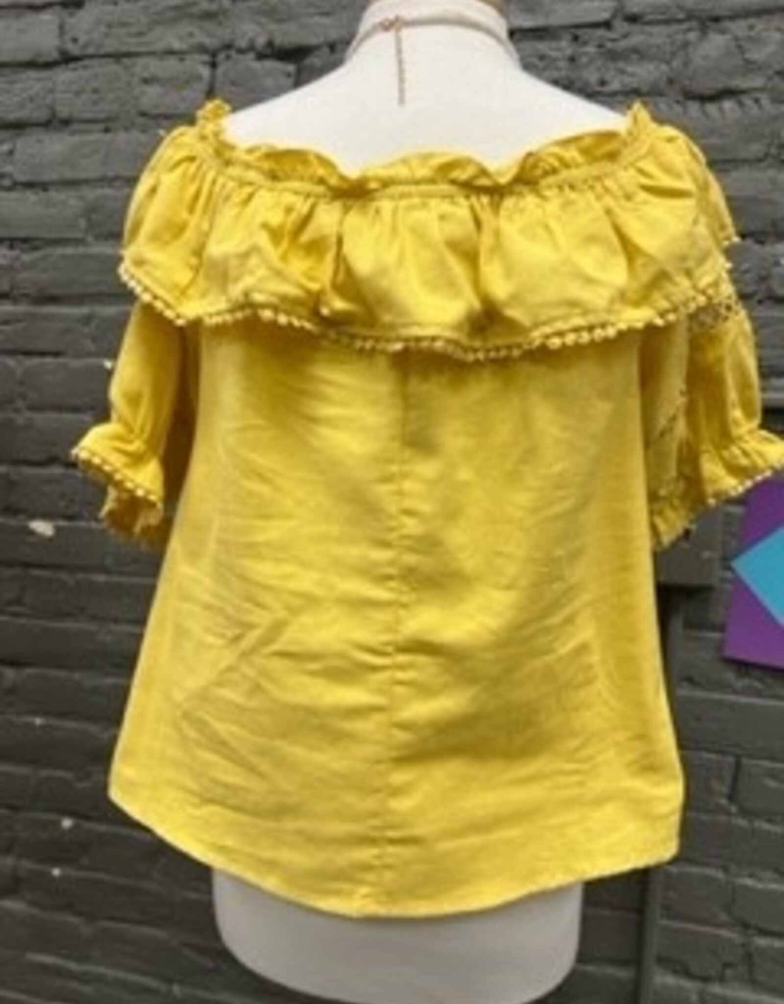 Shirt Melody Mustard OTS Lace Top