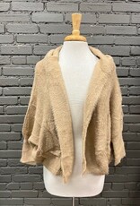 Cardigan Adaline Taupe Furry Dolman Hood Cardi