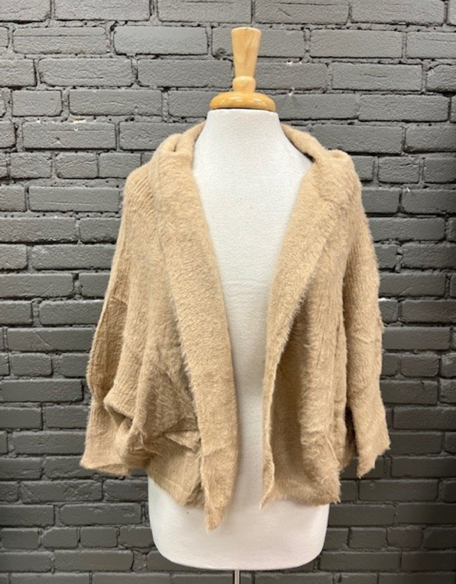 Cardigan Adaline Taupe Furry Dolman Hood Cardi