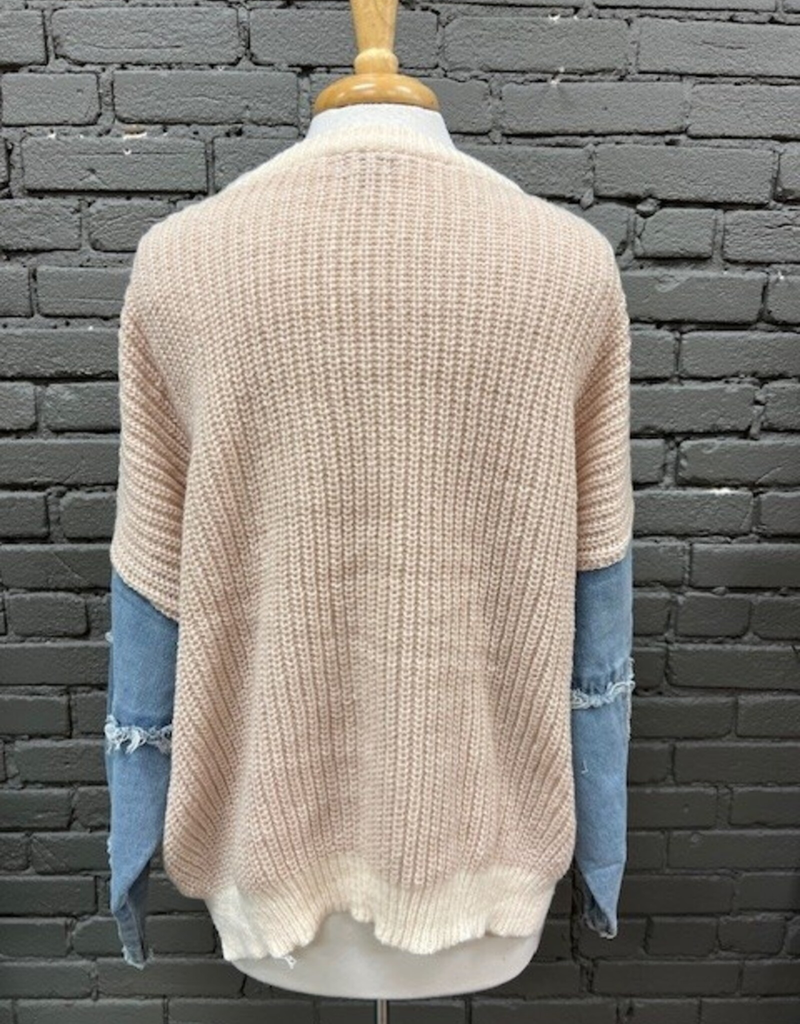 Sweater Melinda Denim Sleeve Ivory Sweater