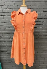 Dress Arianna Apricot Ruffle Button Dress