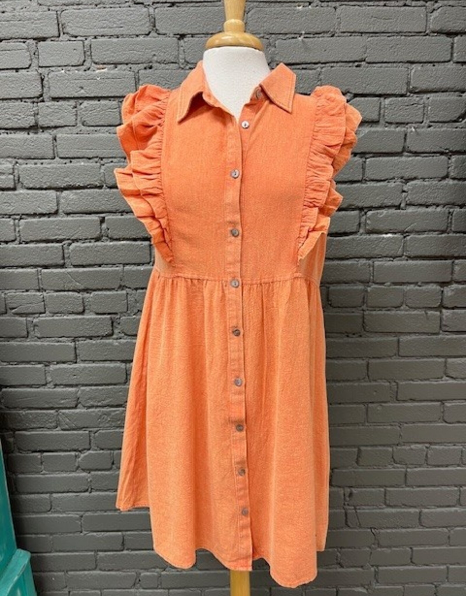 Dress Arianna Apricot Ruffle Button Dress