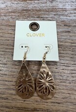 Jewelry Gold Teardrop Flower Earrings
