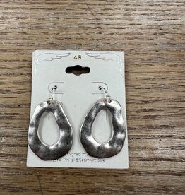 Jewelry Silver Hammered Oval Earrings