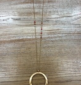 Jewelry Long Gold Circle Necklace w/ Beads