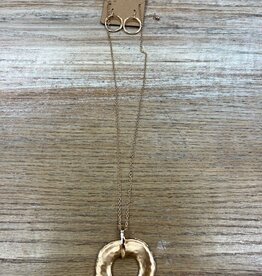 Jewelry Long Gold Hammered Circle Necklace