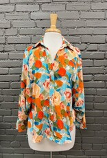 Shirt Lorie Orange Floral Ruffle HiLo Top