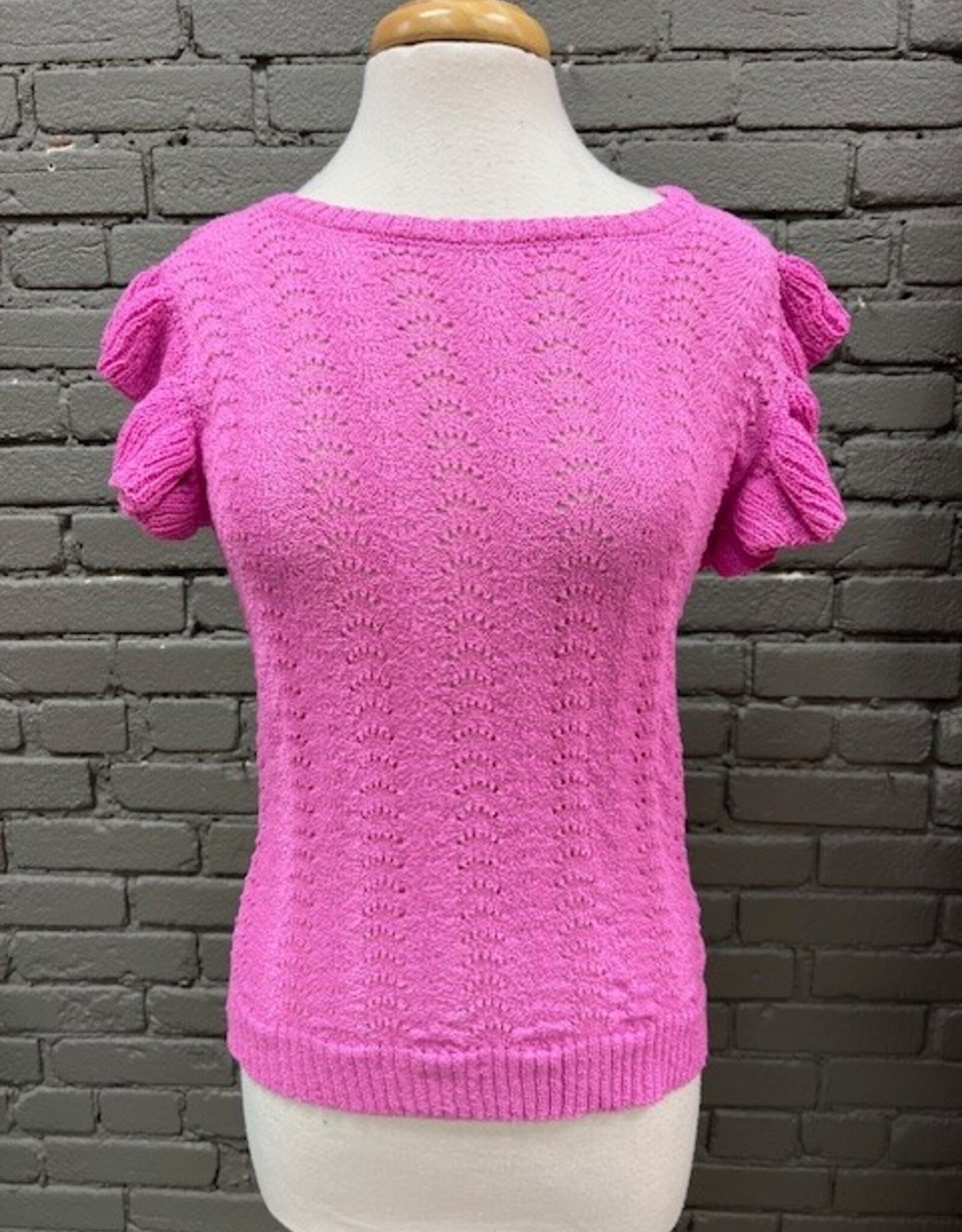 Sweater Donna Pink Eyelet Tie Knit Top