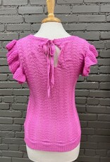 Sweater Donna Pink Eyelet Tie Knit Top