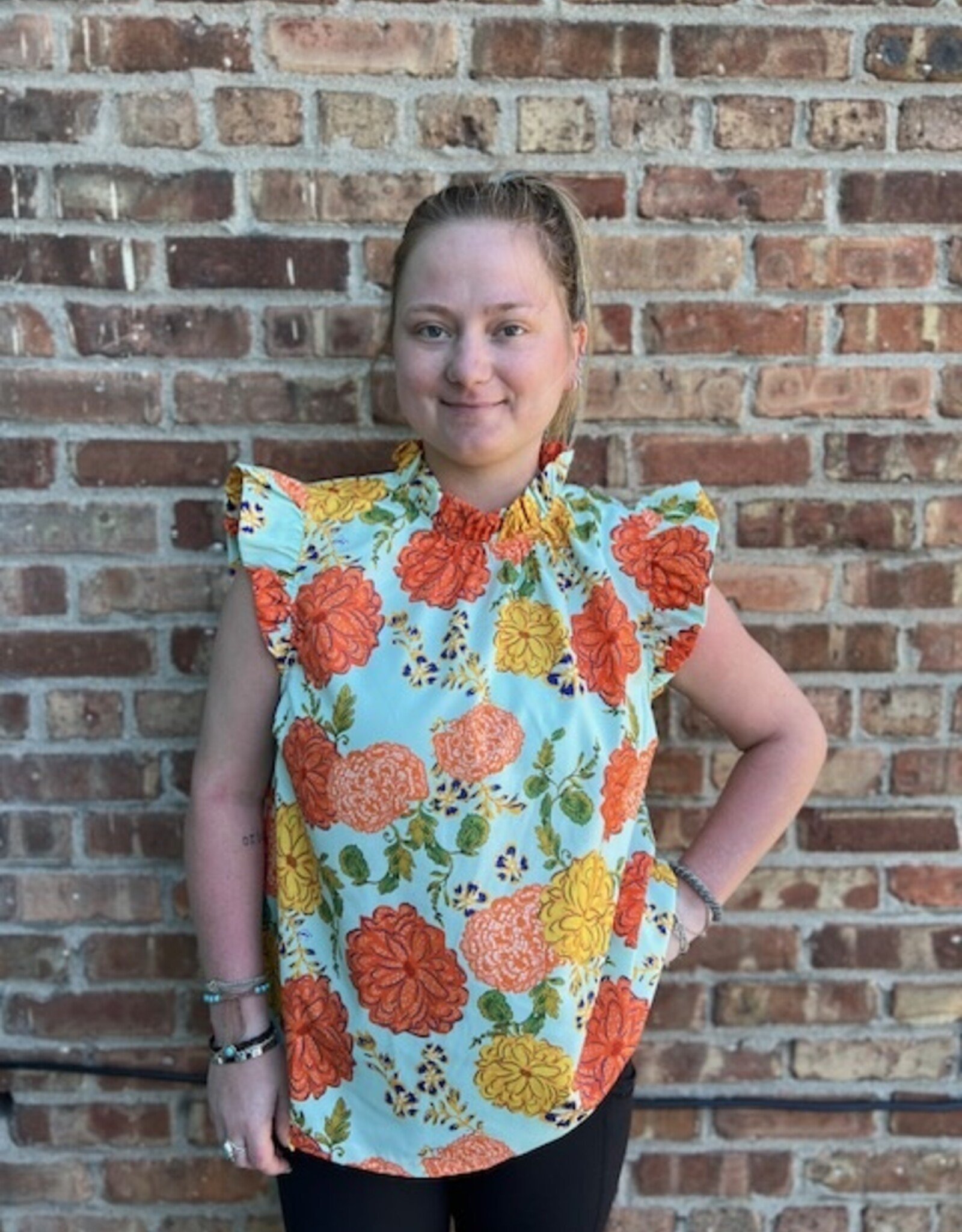Shirt Hadley Mint Orange Floral Top