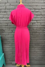 Dress Margo Hot Pink Pleated Belt Dress