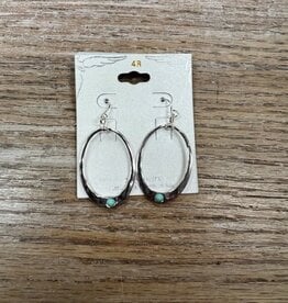 Jewelry Silver Oval w/ Turquoise Stone Earrings