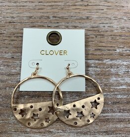 Jewelry Gold Circle Star Earrings