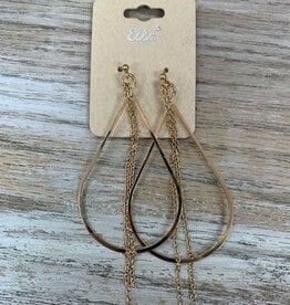 Jewelry Gold Teardrop Earrings w/ Chains