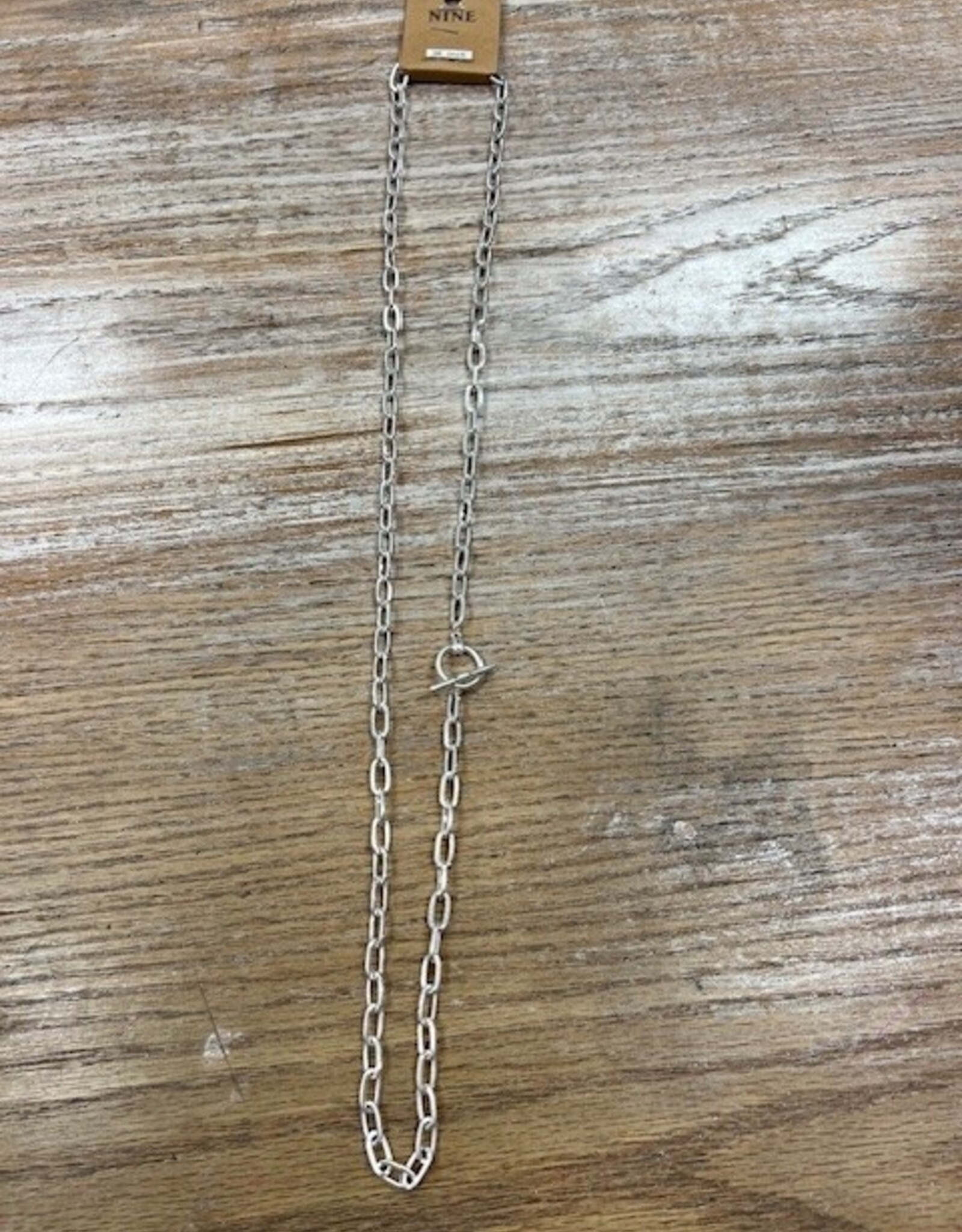 Jewelry Long Silver Link Chain Toggle Necklace