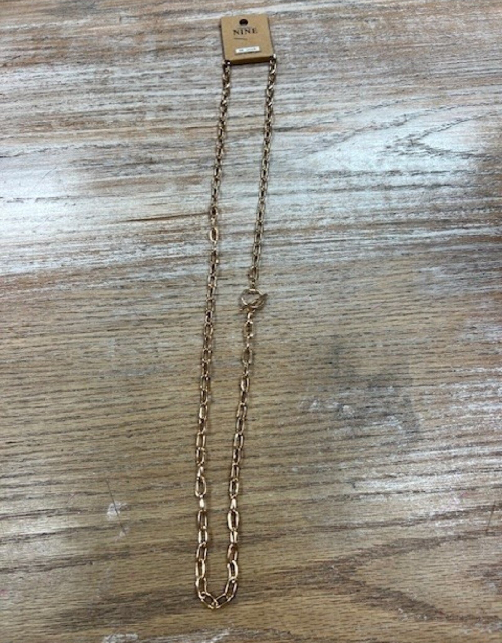 Jewelry Long Gold Link Chain Toggle Necklace