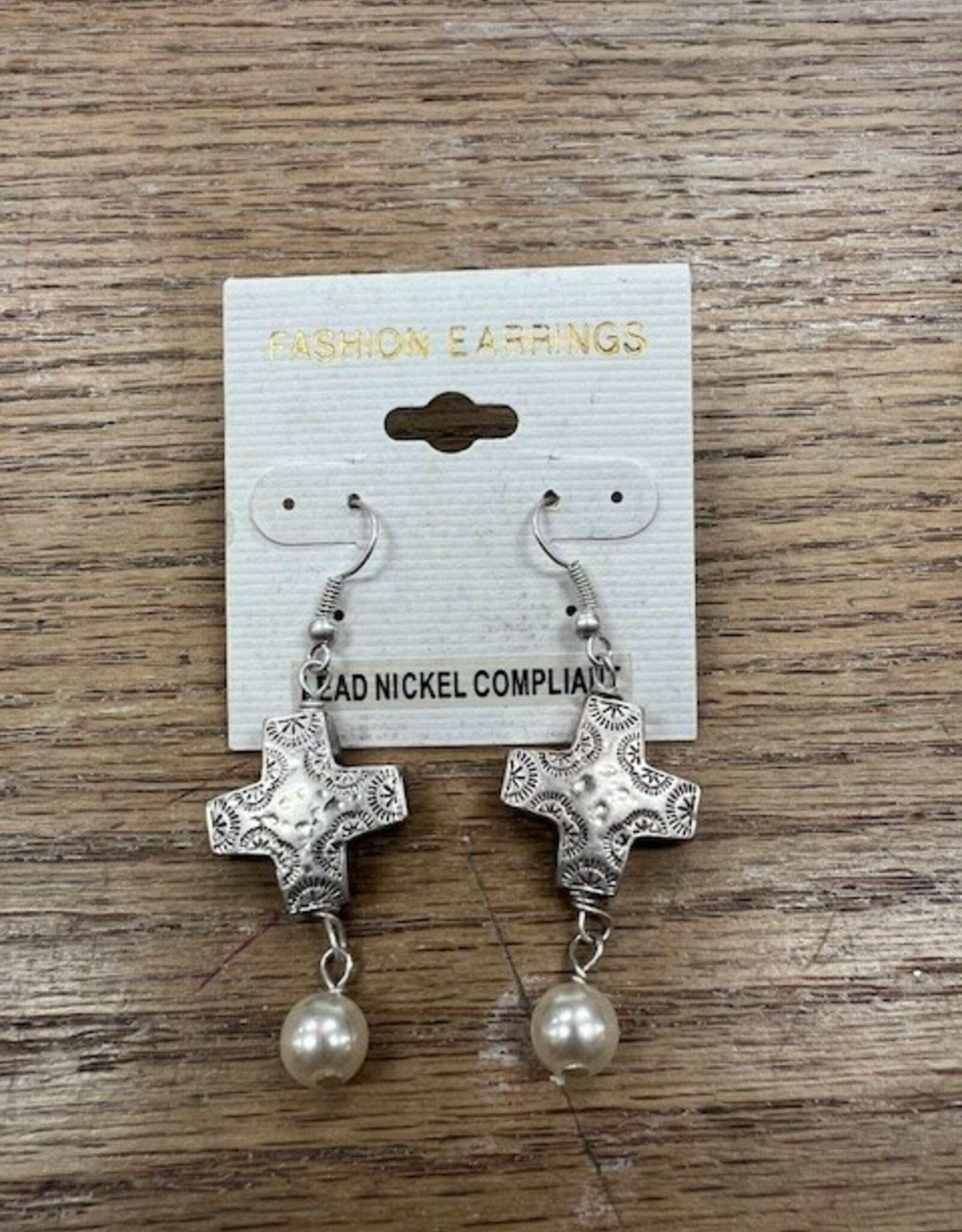 Jewelry Western Cross Pearl Earrings