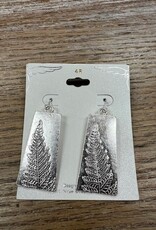 Jewelry Silver Rectangle w/ Fern Earrings