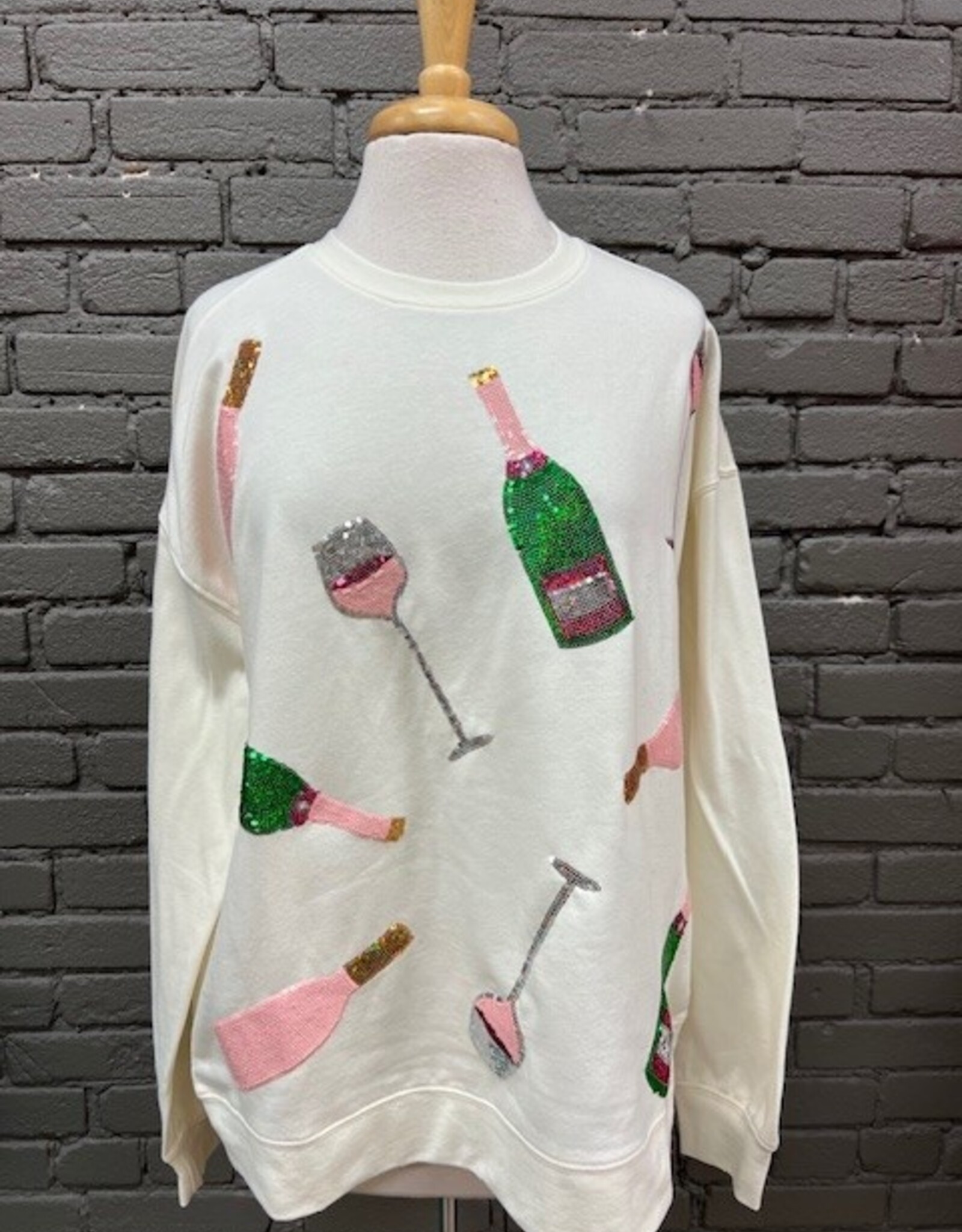 Long Sleeve Champagne Sequin Sparkle Sweatshirt