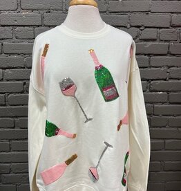 Long Sleeve Champagne Sequin Sparkle Sweatshirt