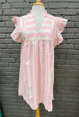 Dress Sadie Pink Stripe Ruffle Dress