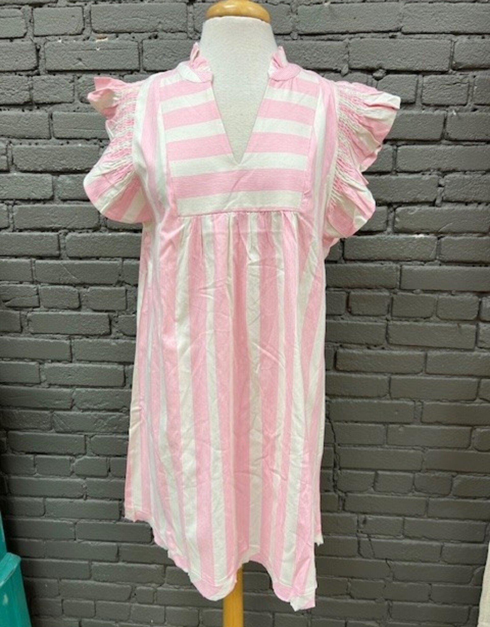 Dress Sadie Pink Stripe Ruffle Dress