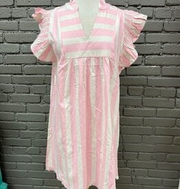 Dress Sadie Pink Stripe Ruffle Dress