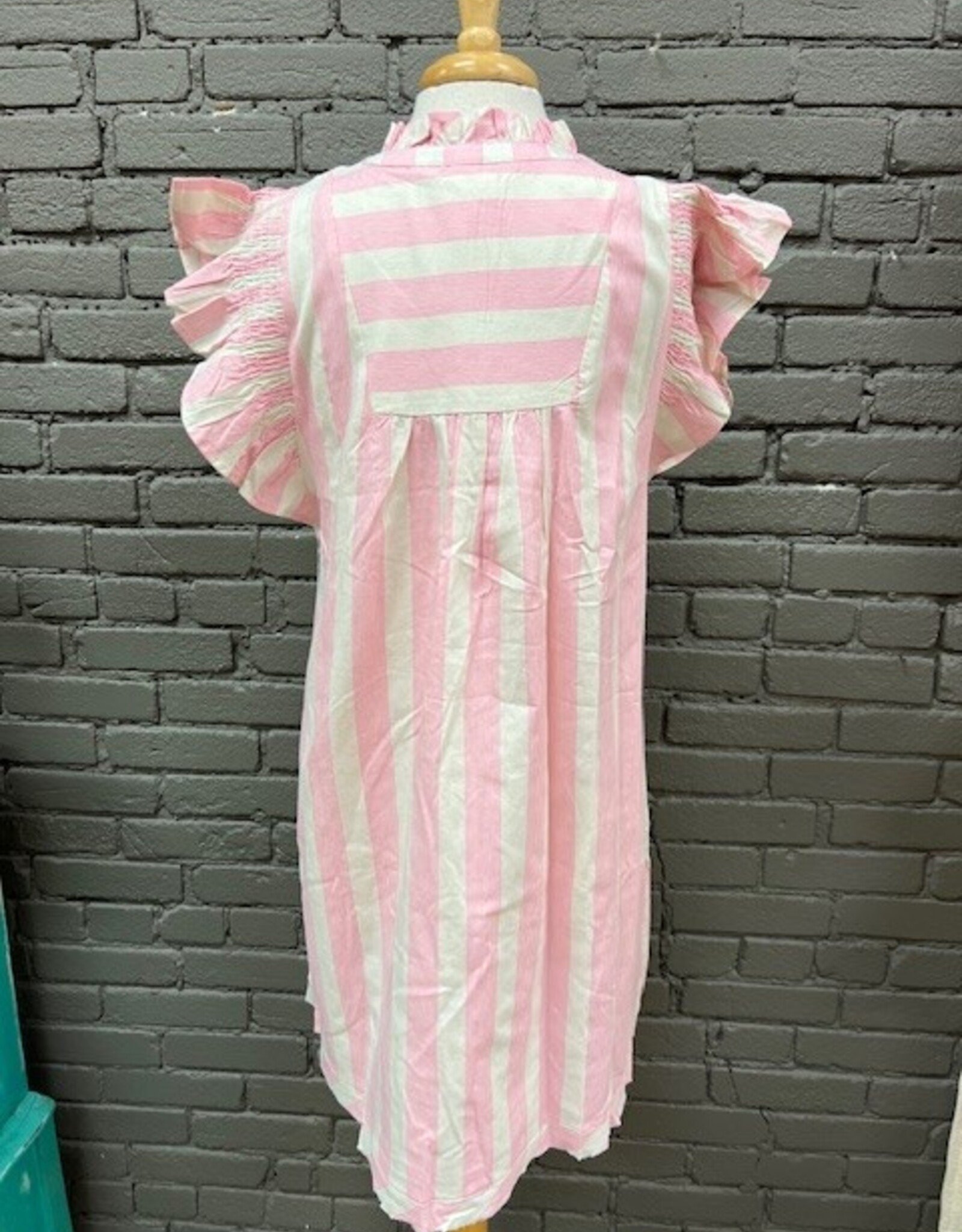 Dress Sadie Pink Stripe Ruffle Dress