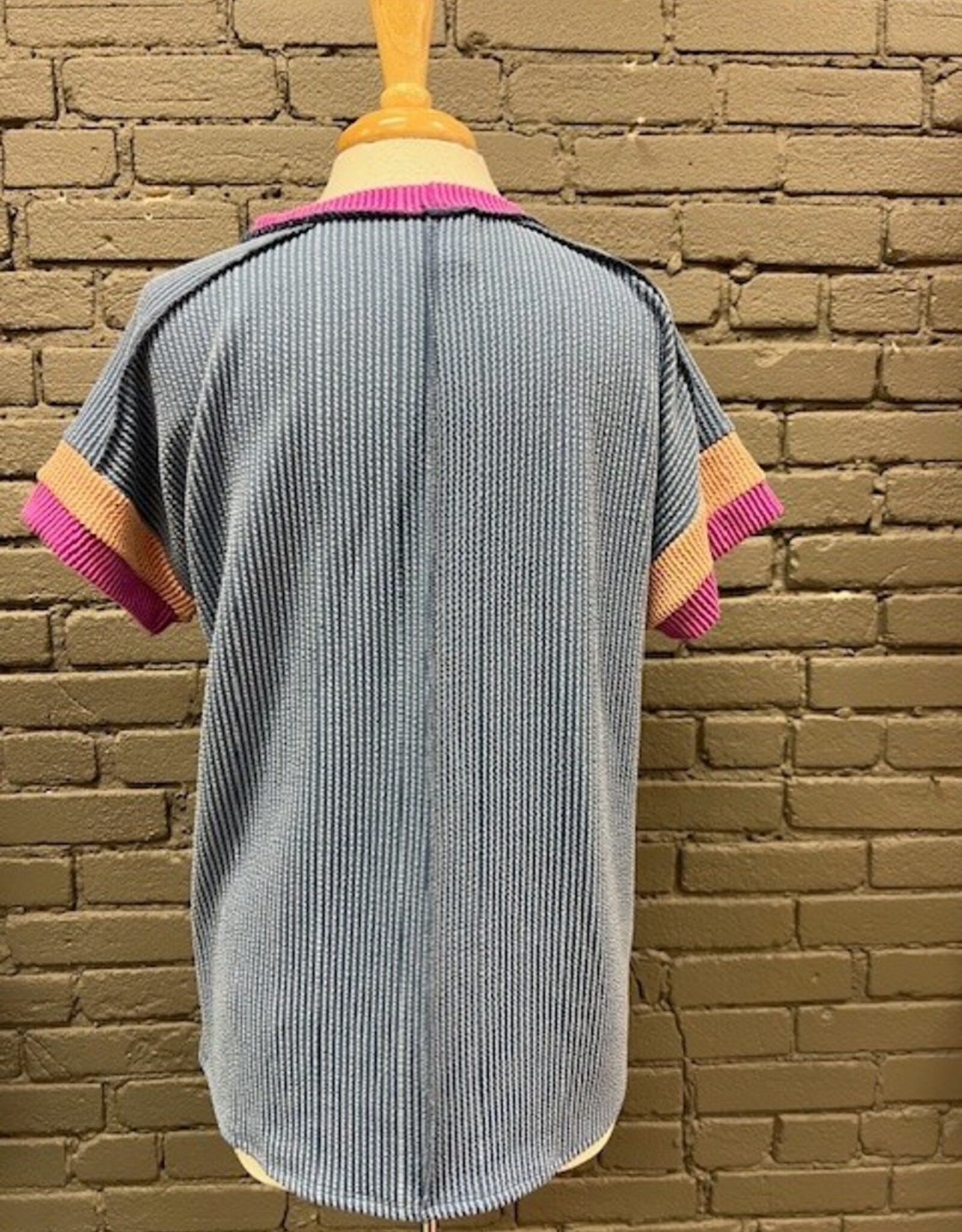 Shirt McKenna Denim Ribbed Colorblock Shirt