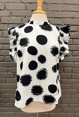 Shirt Devon Polka Dot Mock Neck Ruffle Top