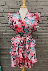 Dress Celina Satin Print Belted Dress