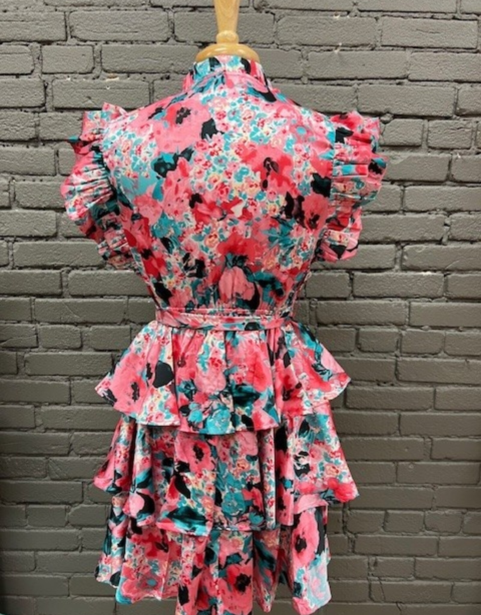 Dress Celina Satin Print Belted Dress