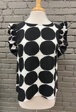 Shirt Tali Black Polka Dot Ruffle Top